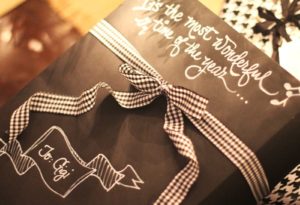 Chalkboard paper is another option for wrapping gift